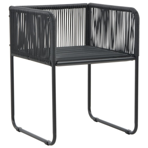 5 Piece Garden Dining Set PVC Rattan Black Image 6