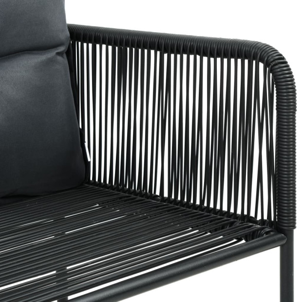5 Piece Garden Dining Set PVC Rattan Black Image 7