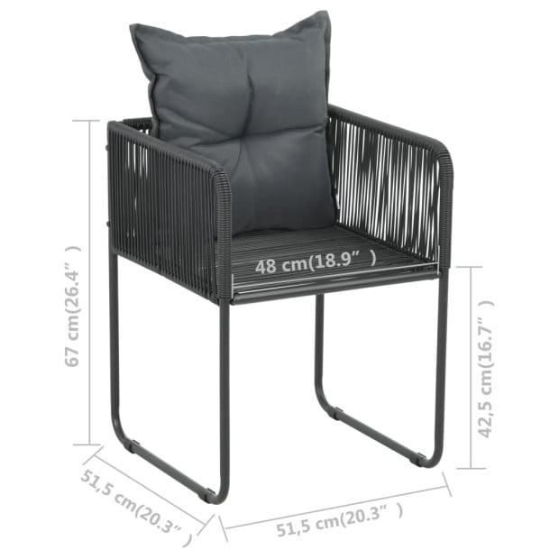 5 Piece Garden Dining Set PVC Rattan Black Image 10