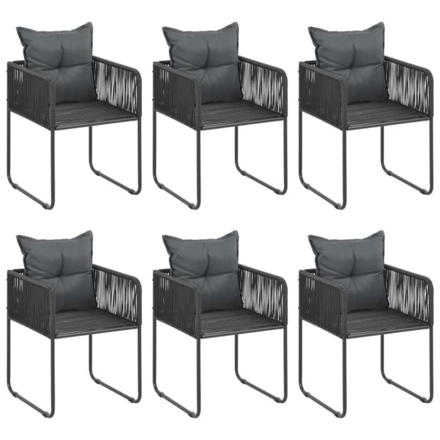 7 Piece Garden Dining Set PVC Rattan Black Image 4