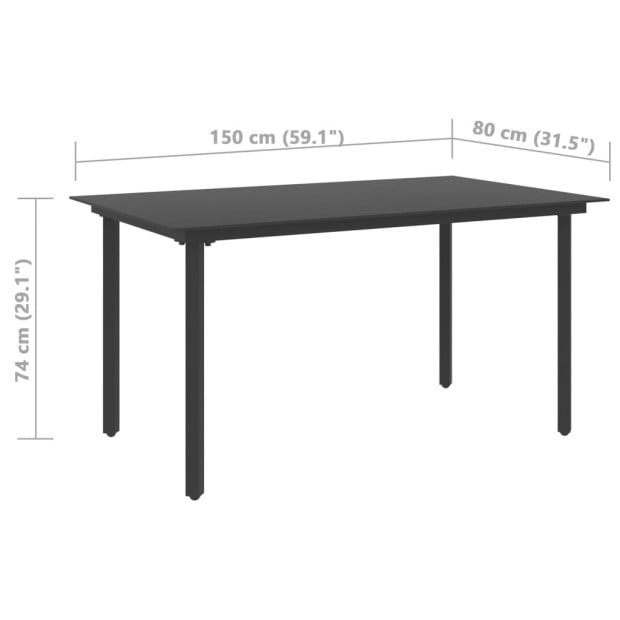 7 Piece Garden Dining Set PVC Rattan Black Image 9