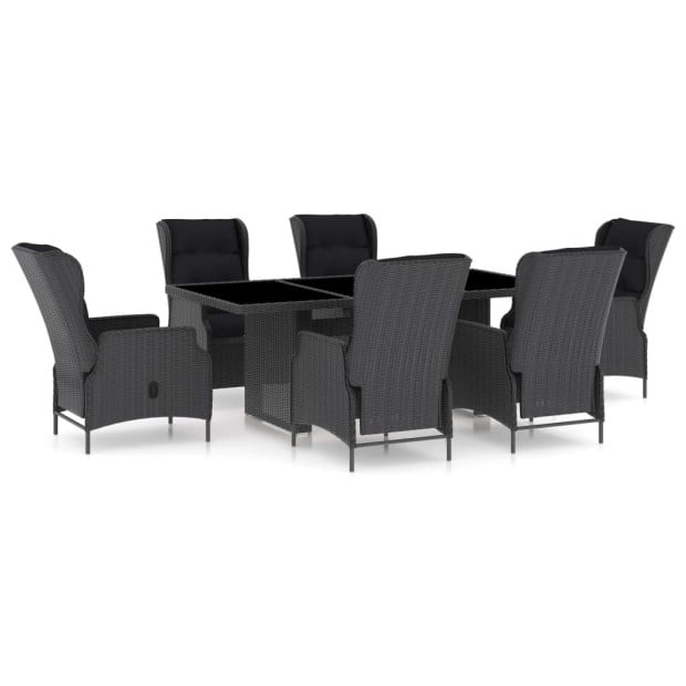 7 Piece Outdoor Dining Set With Cushions Poly Rattan Dark Grey