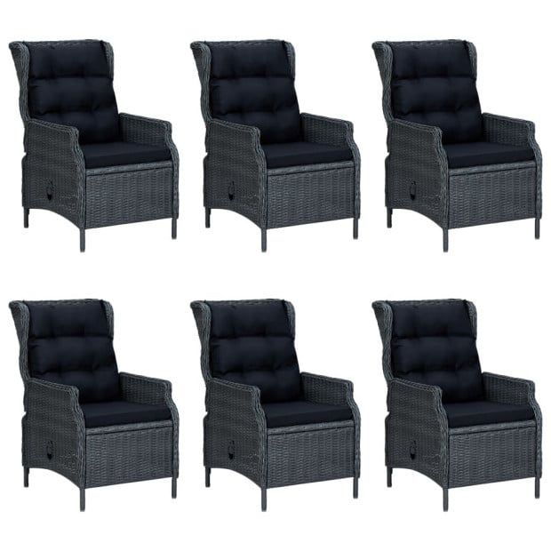 7 Piece Outdoor Dining Set With Cushions Poly Rattan Dark Grey Image 3