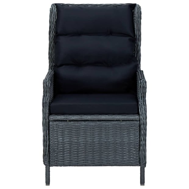 7 Piece Outdoor Dining Set With Cushions Poly Rattan Dark Grey Image 5