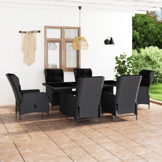7 Piece Outdoor Dining Set With Cushions Poly Rattan Dark Grey Image 2