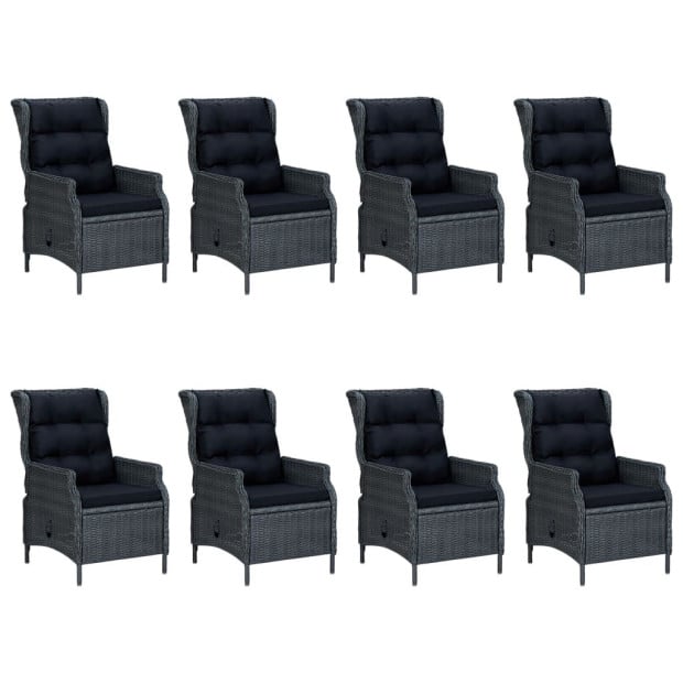 9 Piece Outdoor Dining Set With Cushions Rattan Dark Grey Image 3