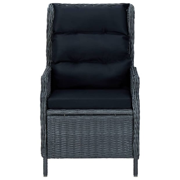 9 Piece Outdoor Dining Set With Cushions Rattan Dark Grey Image 5