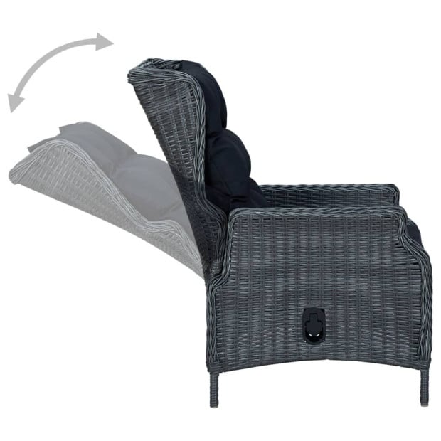 9 Piece Outdoor Dining Set With Cushions Rattan Dark Grey Image 8
