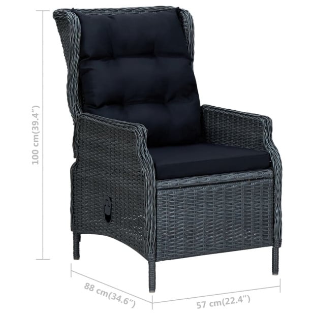 9 Piece Outdoor Dining Set With Cushions Rattan Dark Grey Image 11