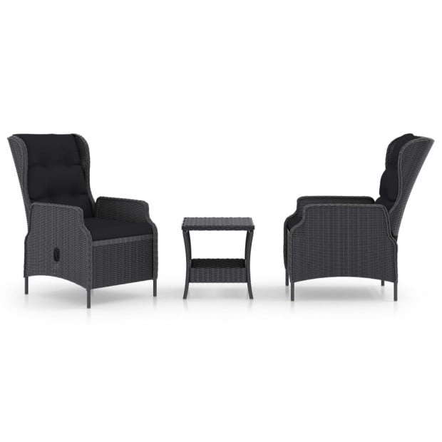 3 Piece Garden Lounge Set With Cushions Rattan Dark Grey