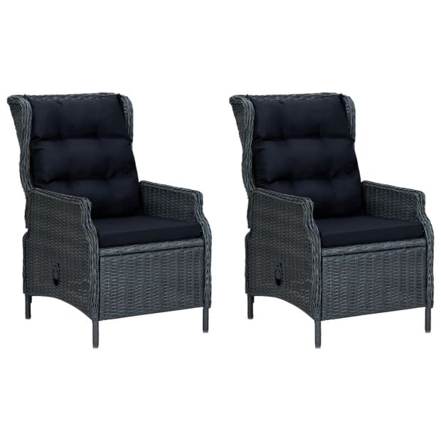 3 Piece Garden Lounge Set With Cushions Rattan Dark Grey Image 7