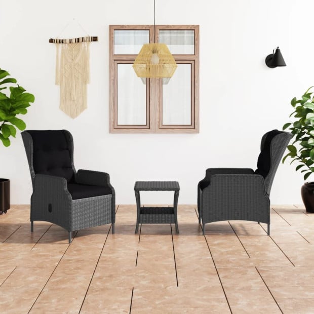3 Piece Garden Lounge Set With Cushions Rattan Dark Grey Image 2