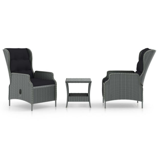 3 Piece Garden Lounge Set With Cushions Poly Rattan Light Grey