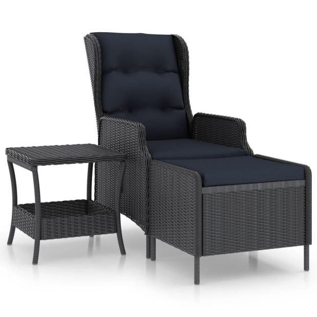 2 Piece Garden Lounge Set With Cushions Poly Rattan Dark Grey