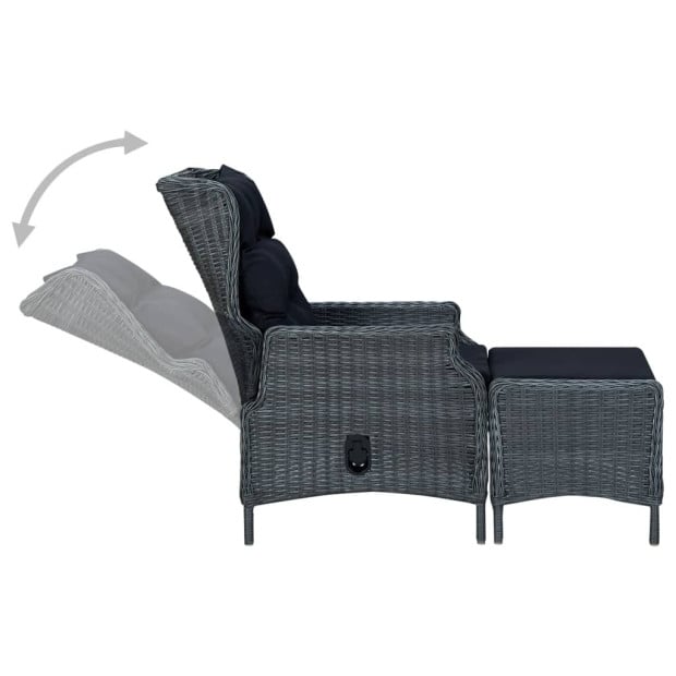 2 Piece Garden Lounge Set With Cushions Poly Rattan Dark Grey Image 9