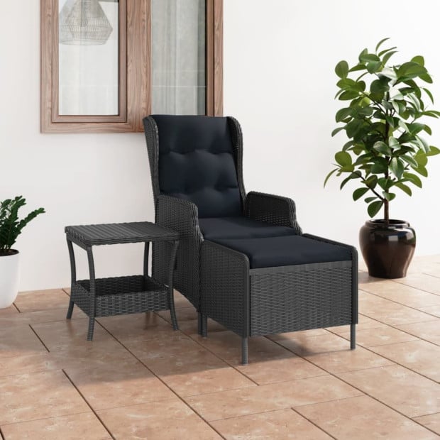 2 Piece Garden Lounge Set With Cushions Poly Rattan Dark Grey Image 2