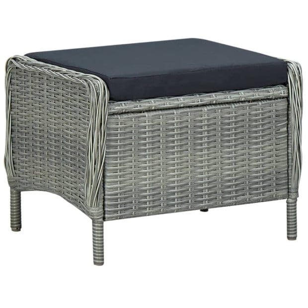 2 Piece Garden Lounge Set With Cushions Rattan Light Grey Image 6