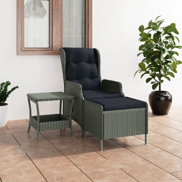 2 Piece Garden Lounge Set With Cushions Rattan Light Grey Image 2