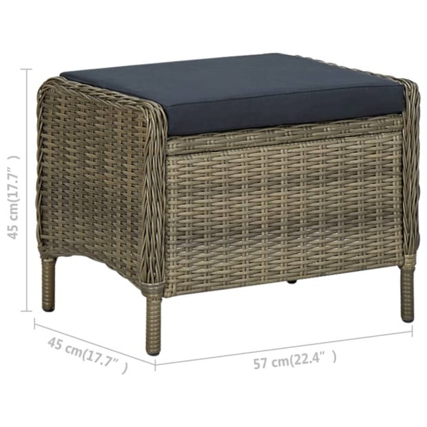 2 Piece Garden Lounge Set With Cushions Rattan Brown Image 10