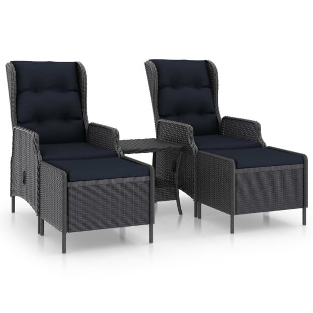 3 Piece Garden Lounge Set With 2 Back Cushions Poly Rattan Dark Grey