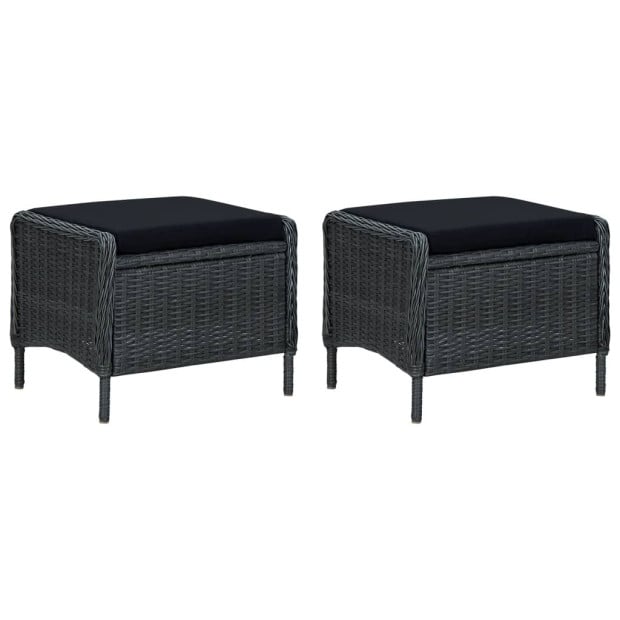 3 Piece Garden Lounge Set With 2 Back Cushions Poly Rattan Dark Grey Image 3