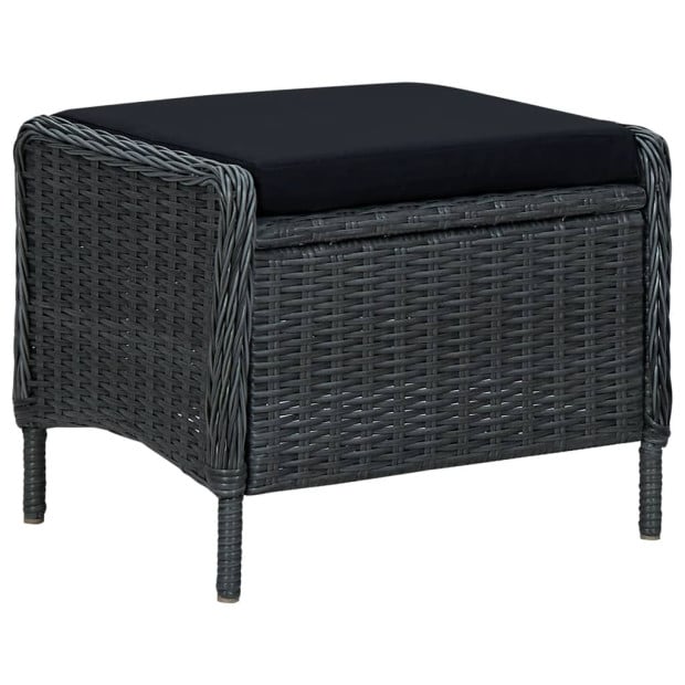 3 Piece Garden Lounge Set With 2 Back Cushions Poly Rattan Dark Grey Image 4