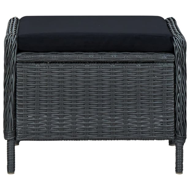 3 Piece Garden Lounge Set With 2 Back Cushions Poly Rattan Dark Grey Image 6