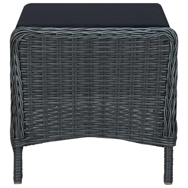 3 Piece Garden Lounge Set With 2 Back Cushions Poly Rattan Dark Grey Image 7