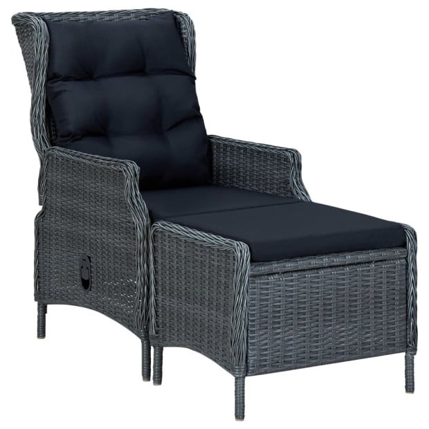 3 Piece Garden Lounge Set With 2 Back Cushions Poly Rattan Dark Grey Image 8