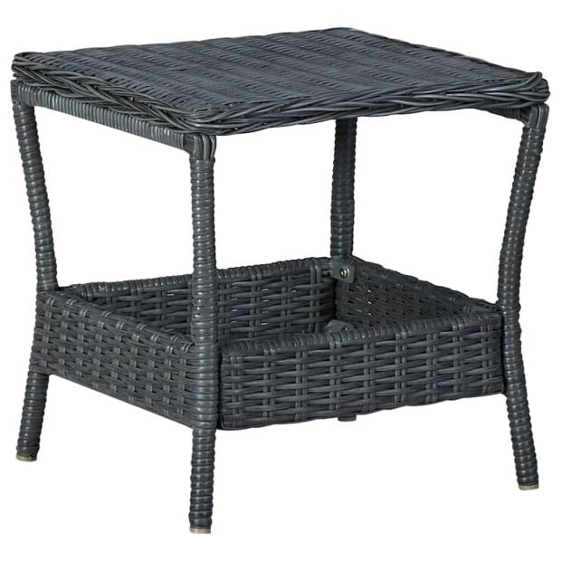 3 Piece Garden Lounge Set With 2 Back Cushions Poly Rattan Dark Grey Image 9