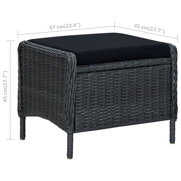 3 Piece Garden Lounge Set With 2 Back Cushions Poly Rattan Dark Grey Image 11