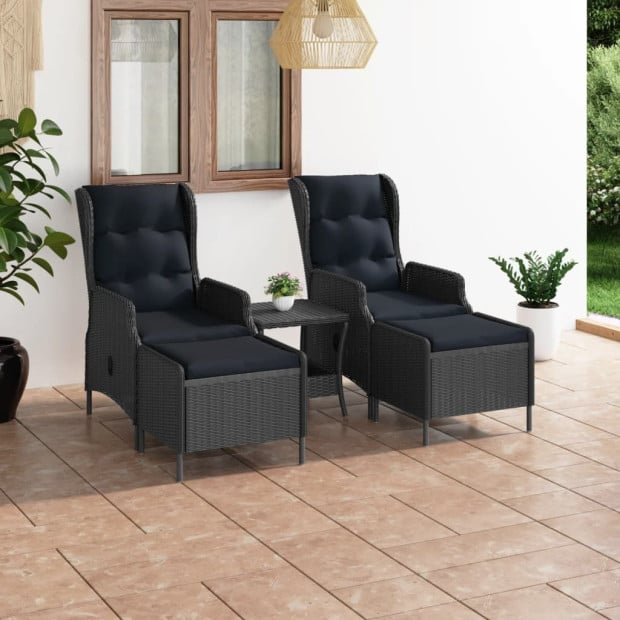 3 Piece Garden Lounge Set With 2 Back Cushions Poly Rattan Dark Grey Image 2