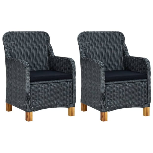 3 Piece Garden Lounge Set With Cushions Poly Rattan Dark Grey Image 2