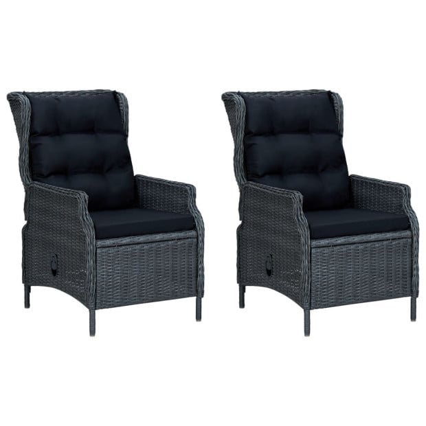 9 Piece Outdoor Dining Set With Cushions Poly Rattan Dark Grey Image 2