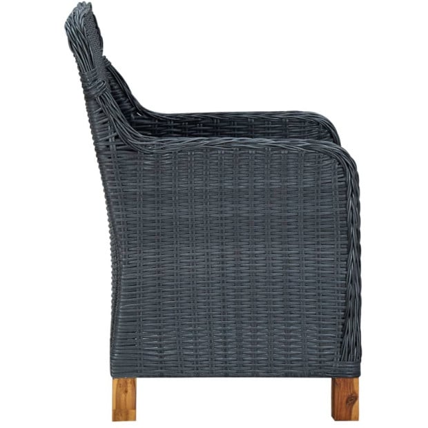 9 Piece Outdoor Dining Set With Cushions Poly Rattan Dark Grey Image 11
