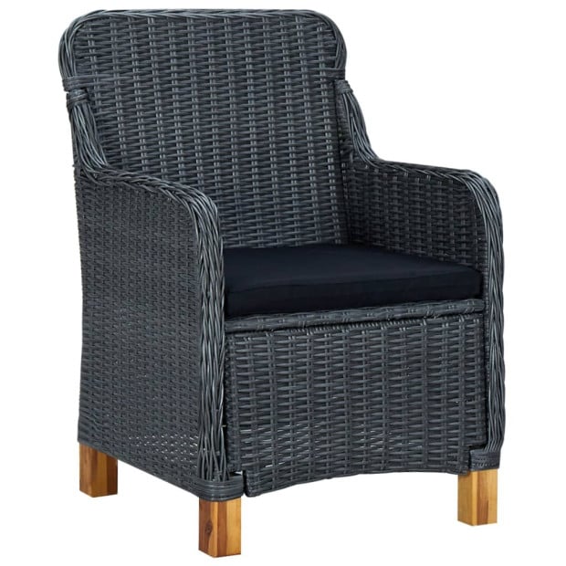 9 Piece Outdoor Dining Set With Cushions Poly Rattan Dark Grey Image 9