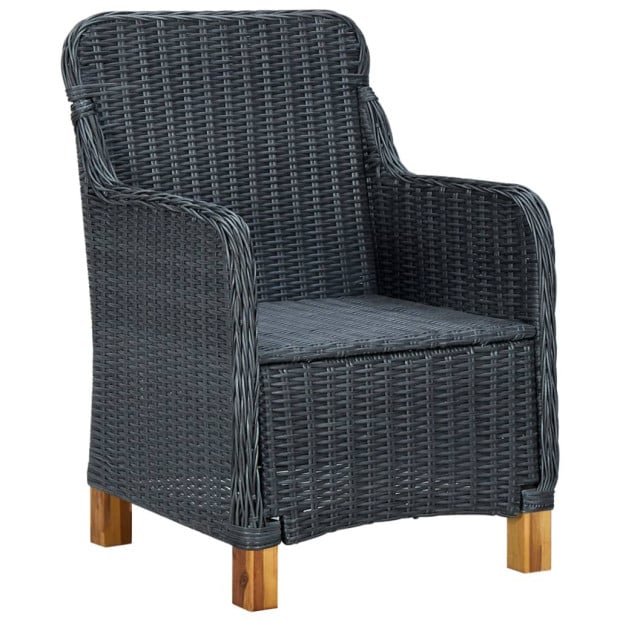 9 Piece Outdoor Dining Set With Cushions Poly Rattan Dark Grey Image 10