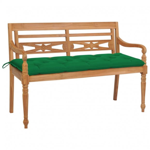 Batavia Bench With Green Cushion 150 Cm Solid Teak Wood
