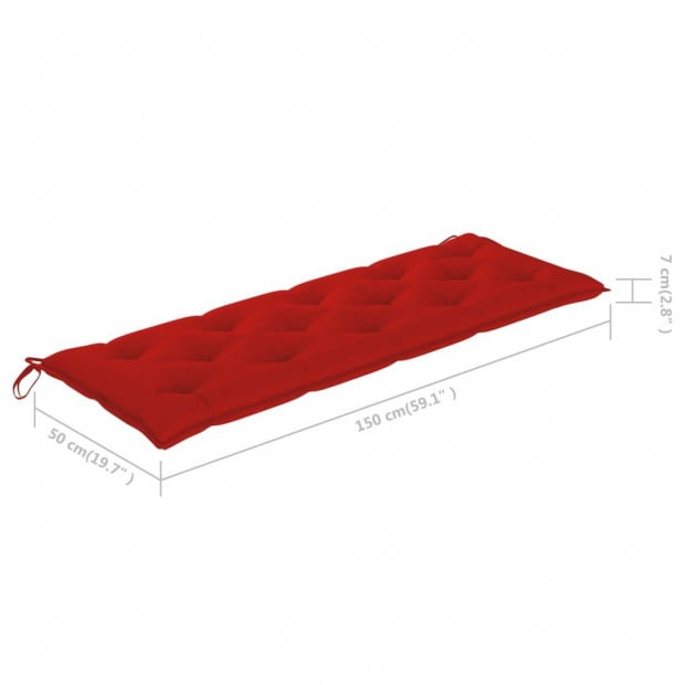 Batavia Bench With Red Cushion 150 Cm Solid Teak Wood Image 11
