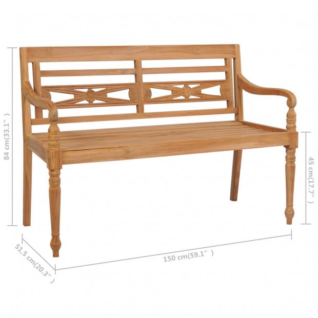 Batavia Bench With Red Cushion 150 Cm Solid Teak Wood Image 10