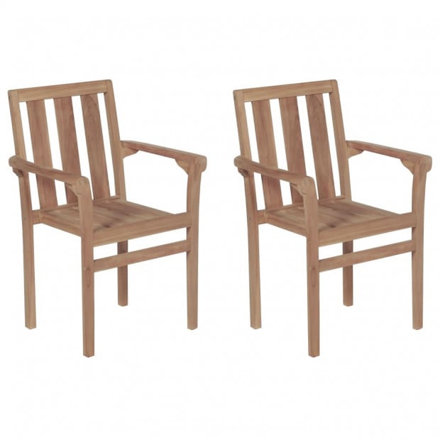Garden Chairs 2 Pcs With Cushions Solid Teak Wood Image 3
