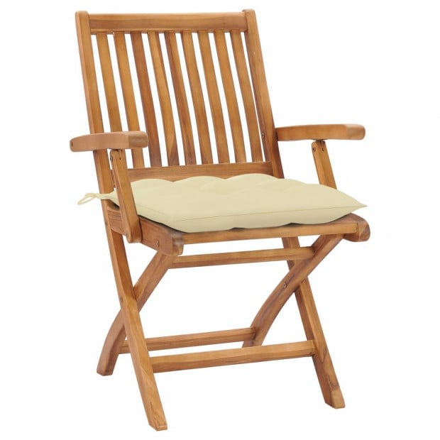 Garden Chairs 2 Pcs Cream White Cushions Solid Teak Wood Image 2