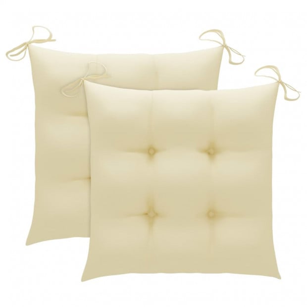 Garden Chairs 2 Pcs Cream White Cushions Solid Teak Wood Image 6