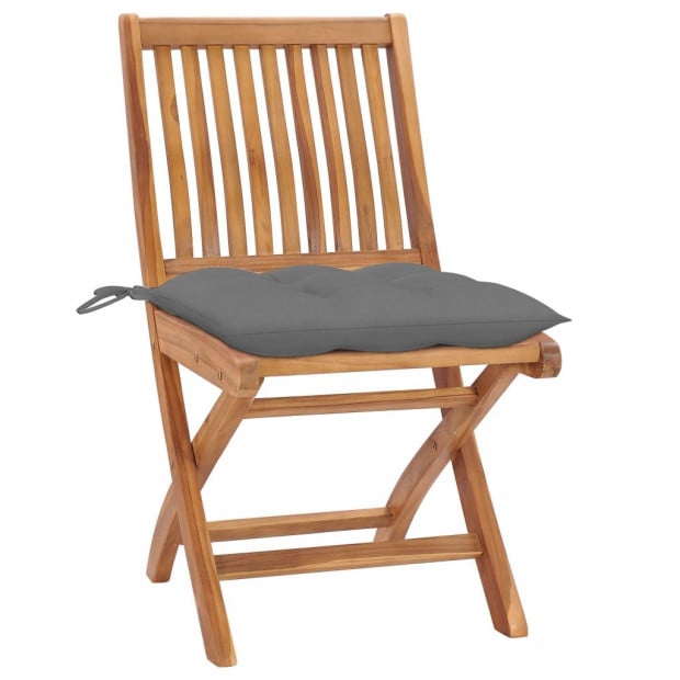 2 Pcs Garden Chairs With Grey Cushions Image 2