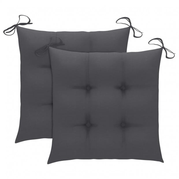 Garden Chairs With Anthracite Cushions 2 Pcs Solid Teak Wood Image 4