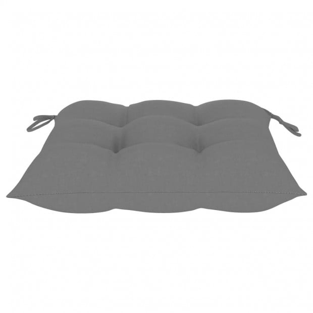 Garden Chairs With Grey Cushions 2 Pcs Solid Teak Wood Image 9