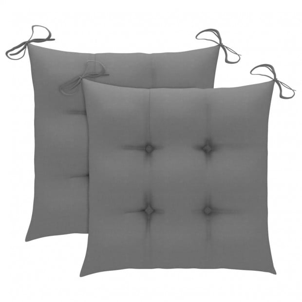 Garden Chairs With Grey Cushions 2 Pcs Solid Teak Wood Image 9