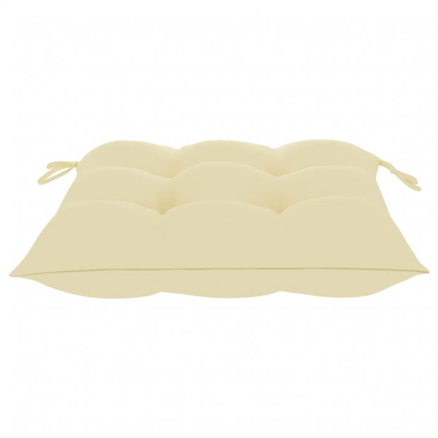 Garden Chairs With Cream White Cushions 2 Pcs Solid Teak Wood Image 11