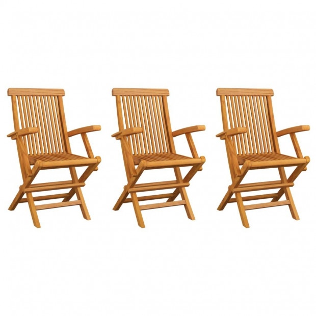 Garden Chairs With Anthracite Cushions 3 Pcs Solid Teak Wood Image 8