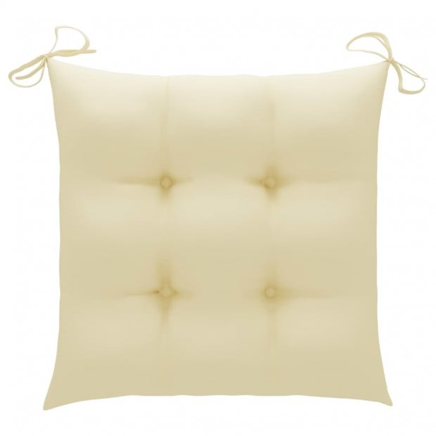 Garden Chairs With Cream White Cushions 3 Pcs Solid Teak Wood Image 4